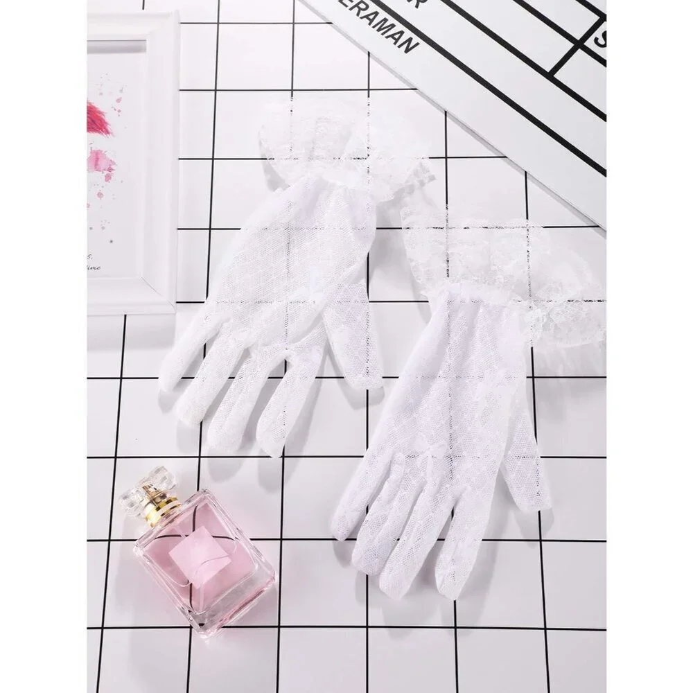 Women's Elegant Dress Up Lace Gloves White Halloween Wedding Parties Prom