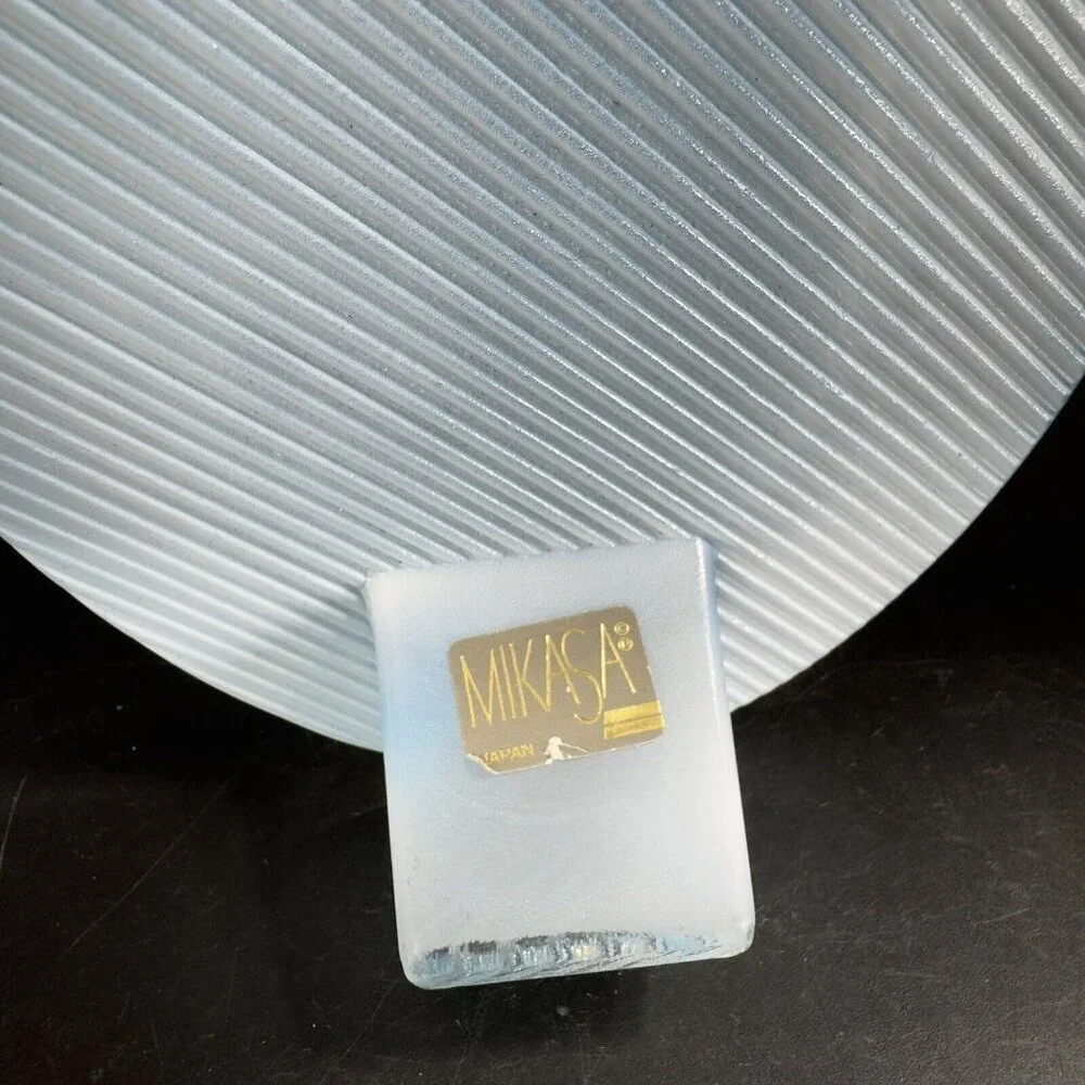Mikasa Blue White Strips Picture Frame Polished Crystal‎ Glass Made In Japan