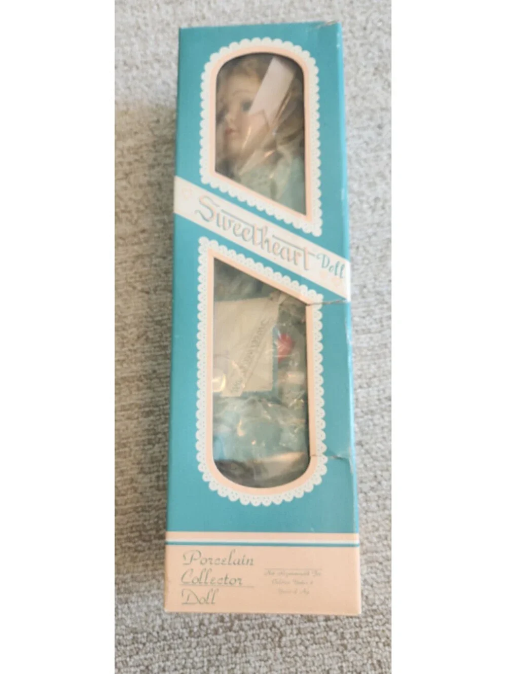 Sweetheart Doll Arianne Porcelain Collector Blue Dress Green Eyes Vintage NIB