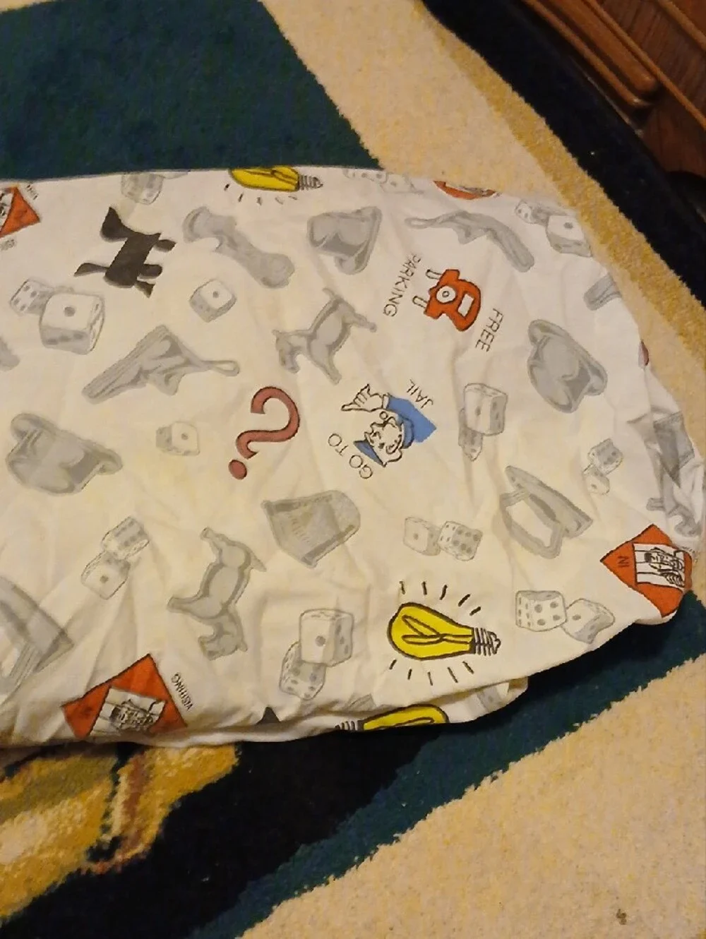 Monopoly Print White Bedding Cover with Game Icon Pattern