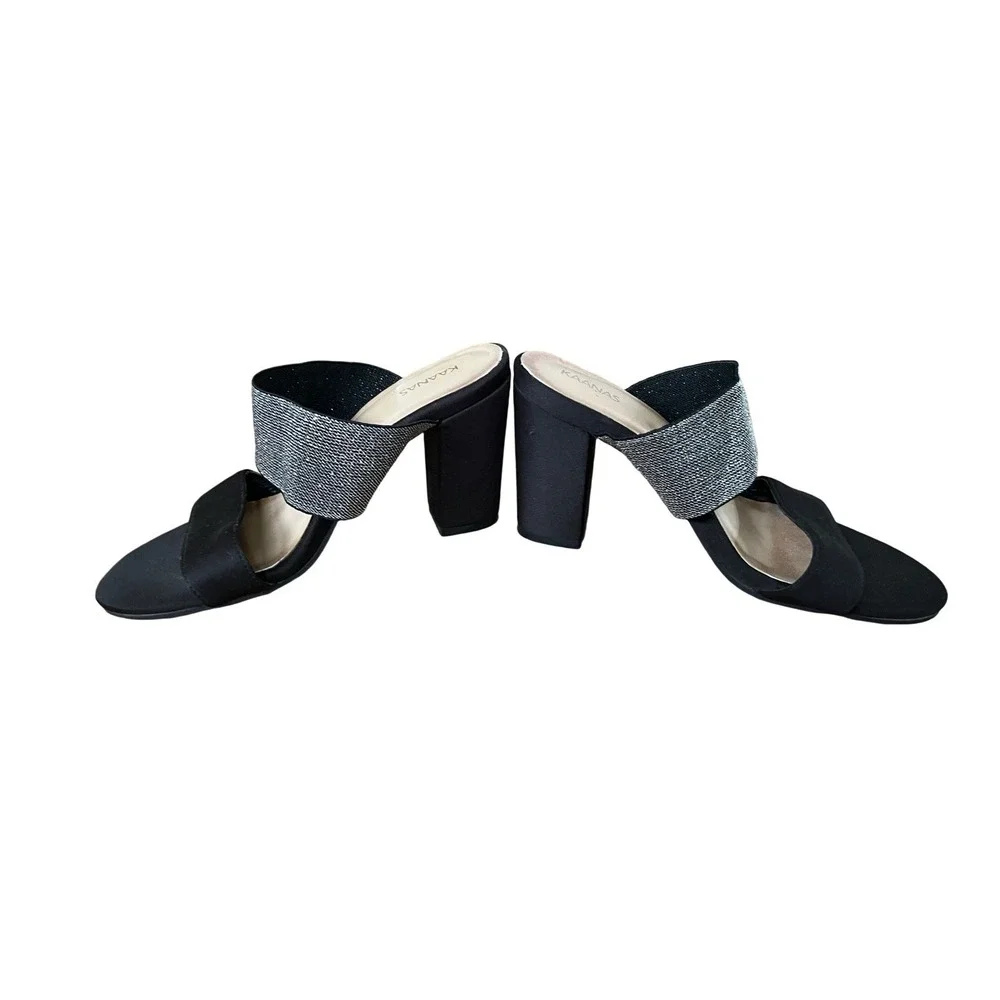 Kaanas Nottingham Silouette Double Band Heel Sandal Size 36, Black Shimmer Dress
