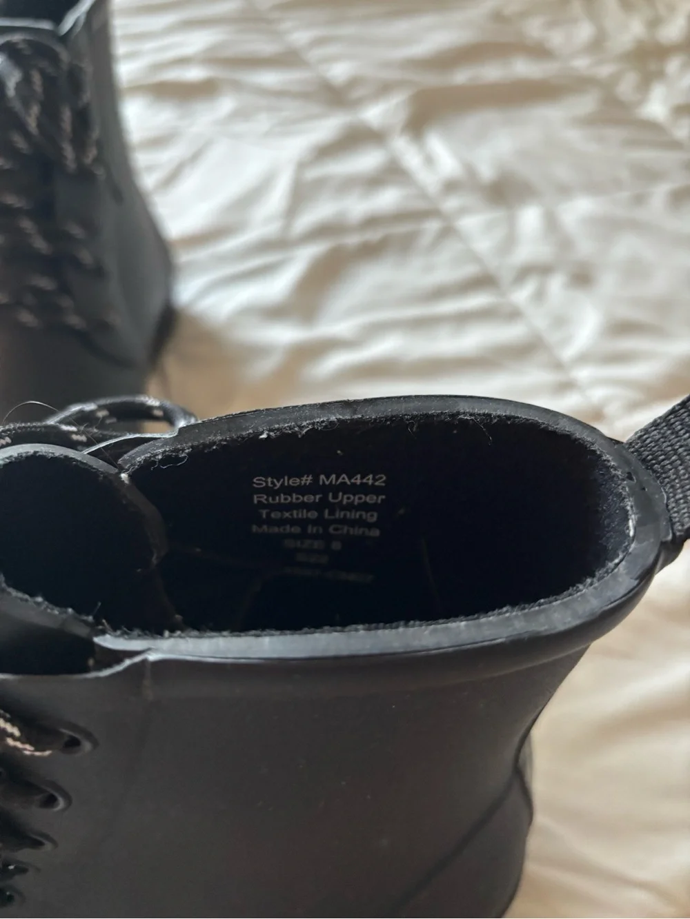 Madewell Black Lace-Up Ankle Rain Boots