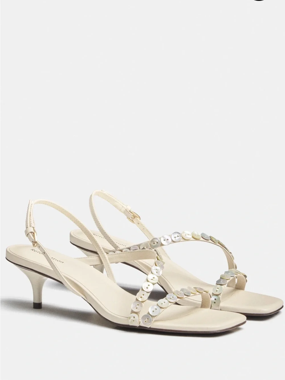 Reformation Shoshana Heeled Sandal Ivory - Size 9