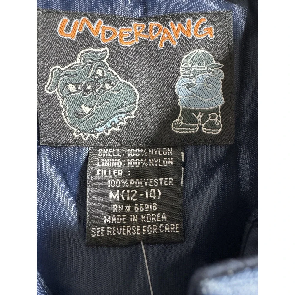NEW Underdawg Sporting Gear Varsity Bomber Jacket Navy Blue Boys M (12-14)