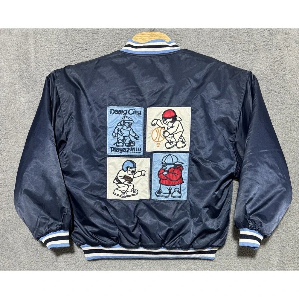 NEW Underdawg Sporting Gear Varsity Bomber Jacket Navy Blue Boys M (12-14)