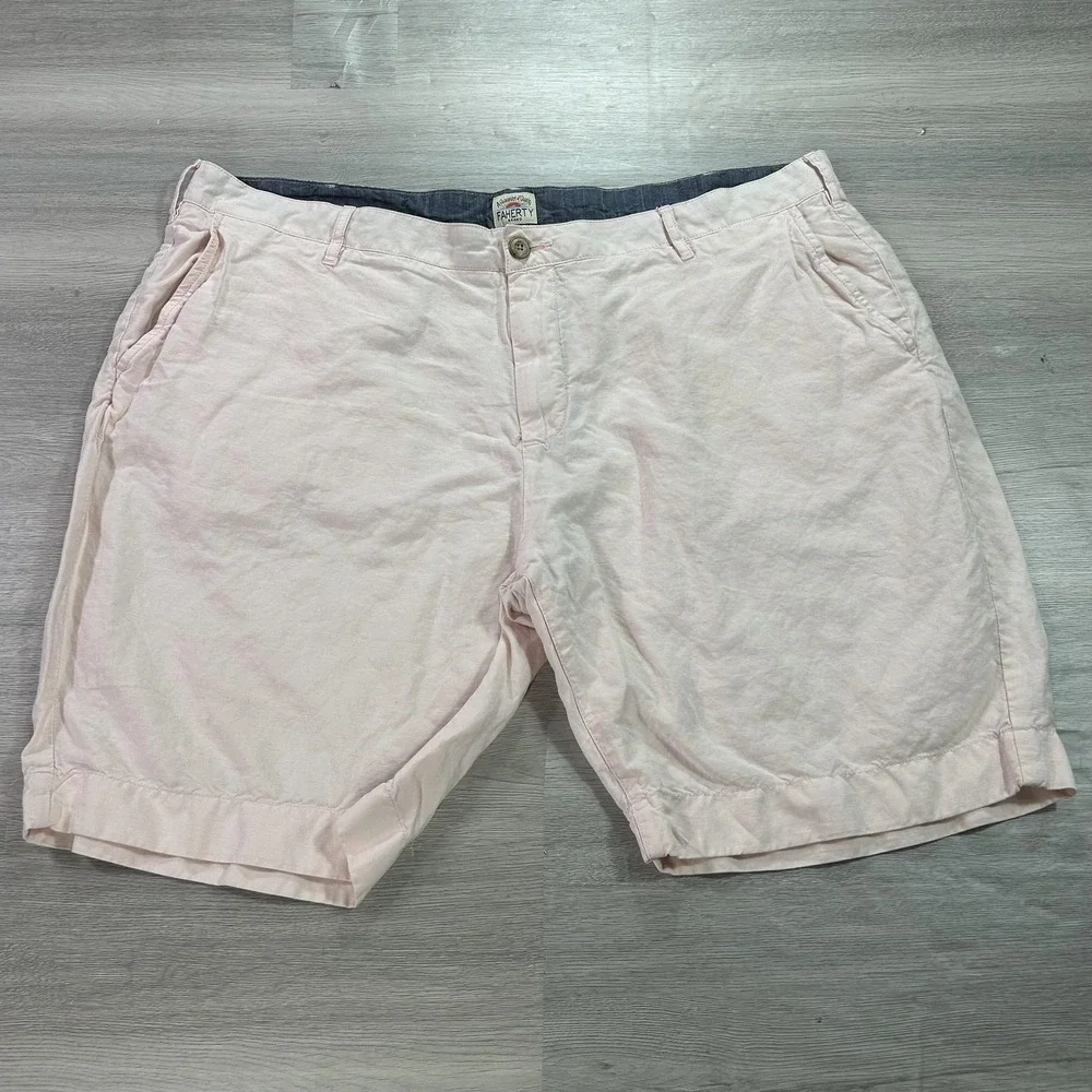 Faherty Brand Shorts Mens 40 Pink‎ Linen Cotton Chino Flat Front Golf Casual