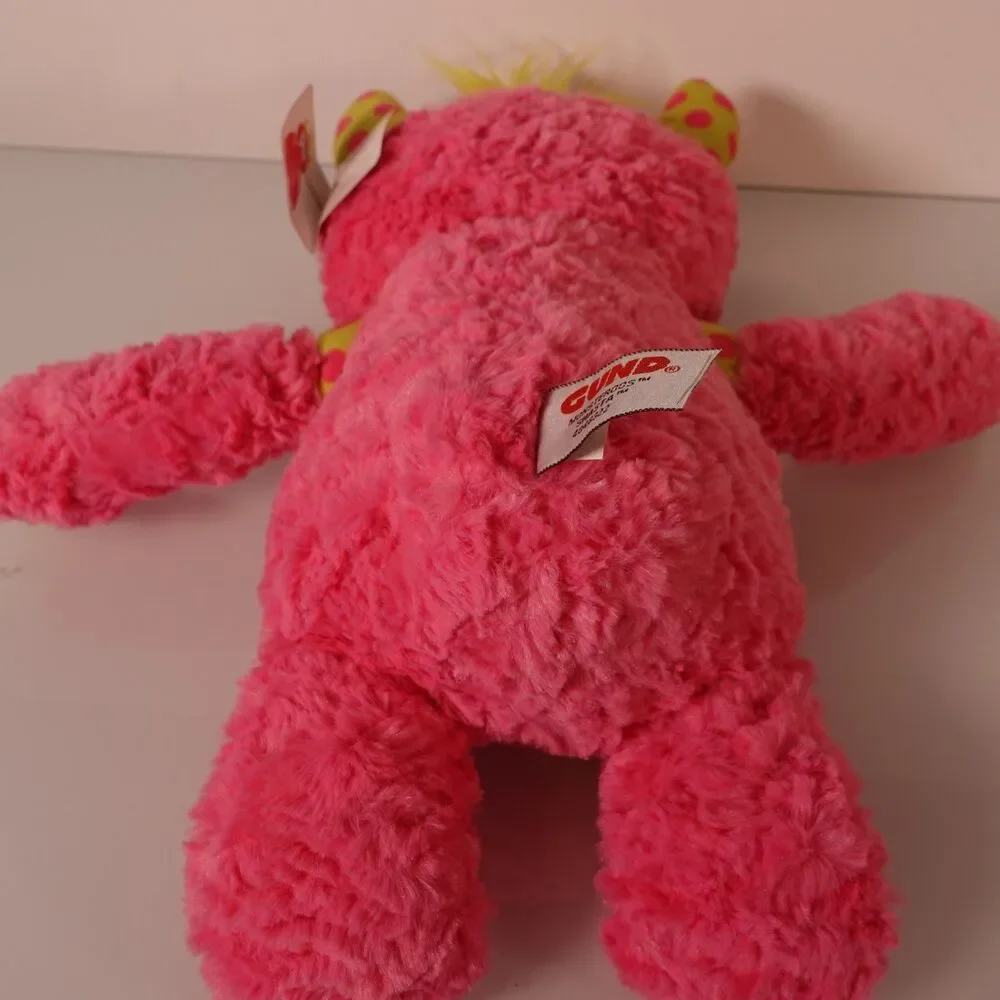 Gund Monsteroos Shasta 14” Stuffed Plush Pink, Neon Green, and Polka Dot NWT