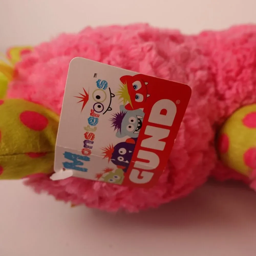 Gund Monsteroos Shasta 14” Stuffed Plush Pink, Neon Green, and Polka Dot NWT