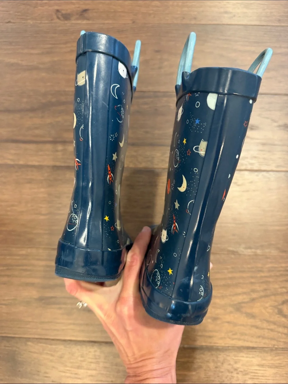 Outee Blue Space Themed Little Kids Rain Boots Size 11 - C56-003