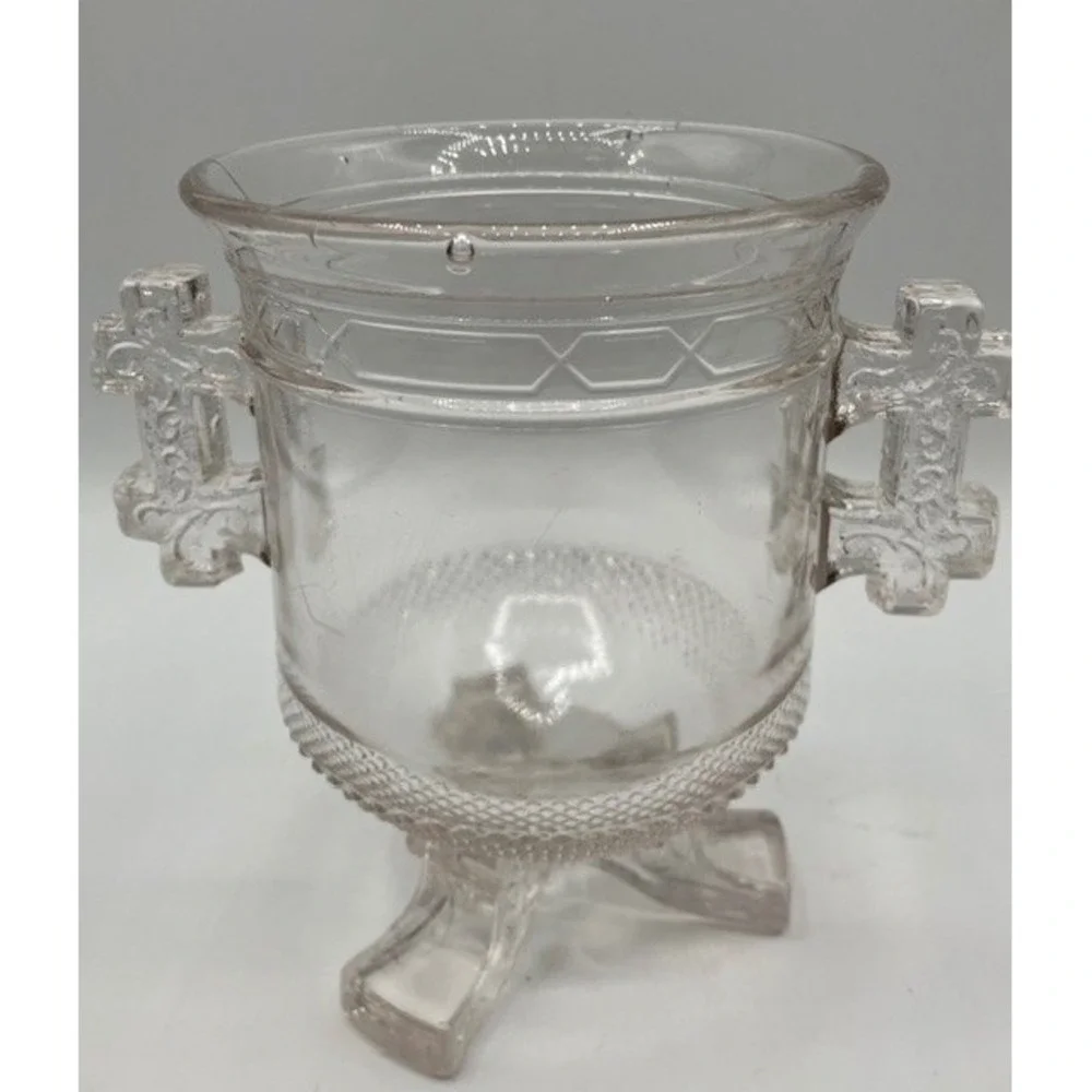 Vintage Clear Pattern Glass LaBelle Queen Anne 3 Footed Sugar‎ Bowl 6