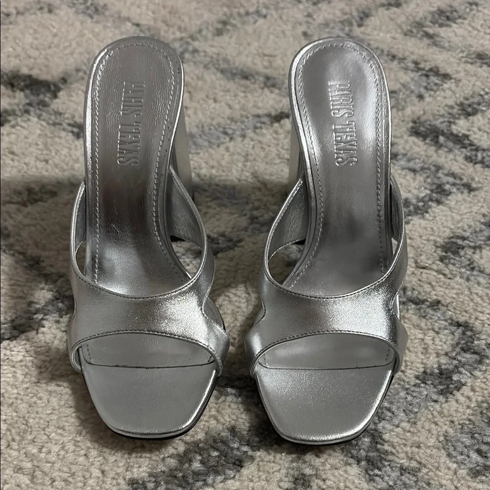 Paris Texas Silver block heel 35