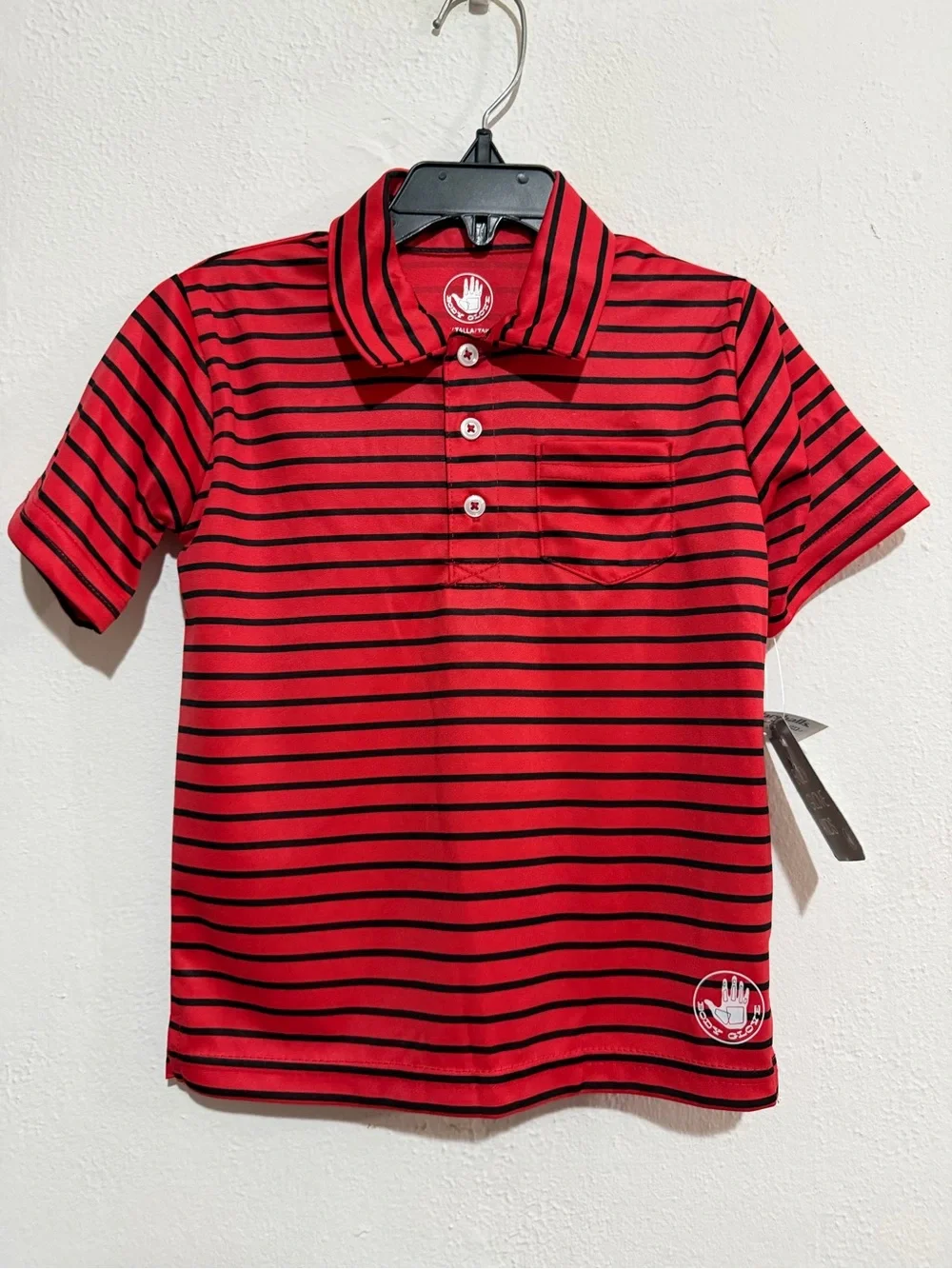 Body Glove Red and Black Striped Kids Polo