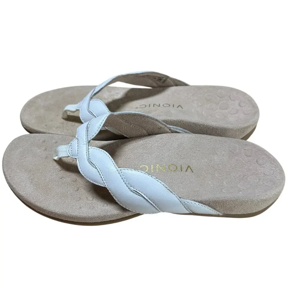 Vionic Bella Braid White Leather Sandal Women's Sz 6.5 New Without Box Condition
