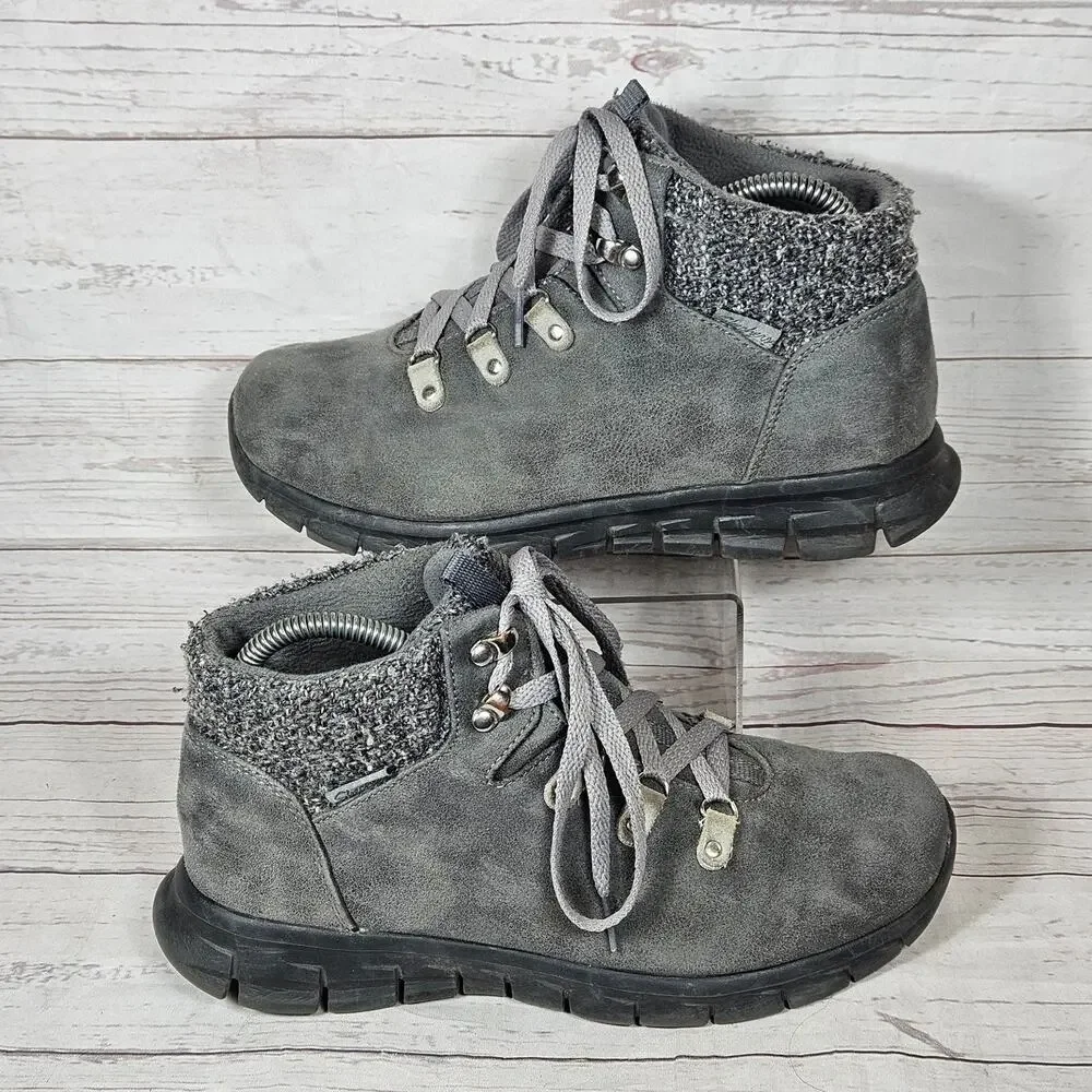 Skechers Synergy Walking Boots Women's Grey US 8.5 Faux Fur Lined Knit Collar