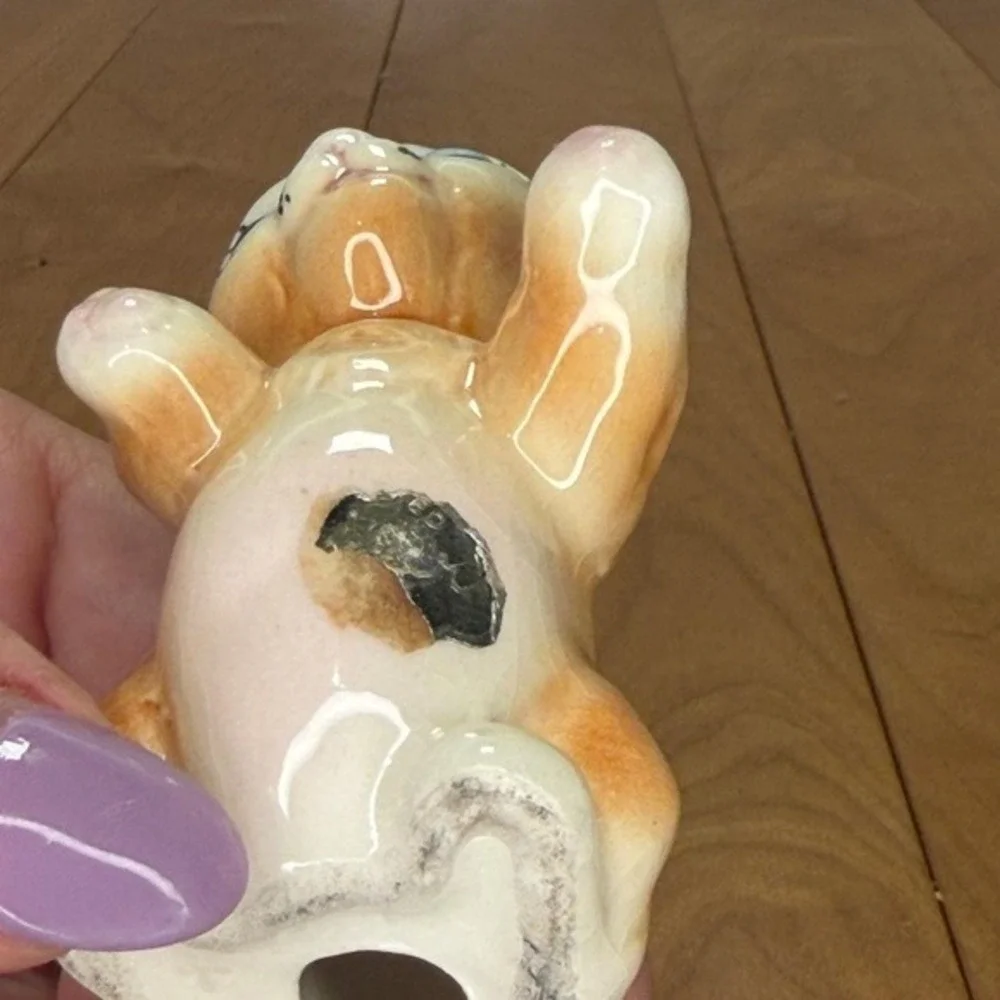 Vintage Ceramic Kitten Figurine – Orange Tabby Big Blue Eyes & Raised Paws 3.75