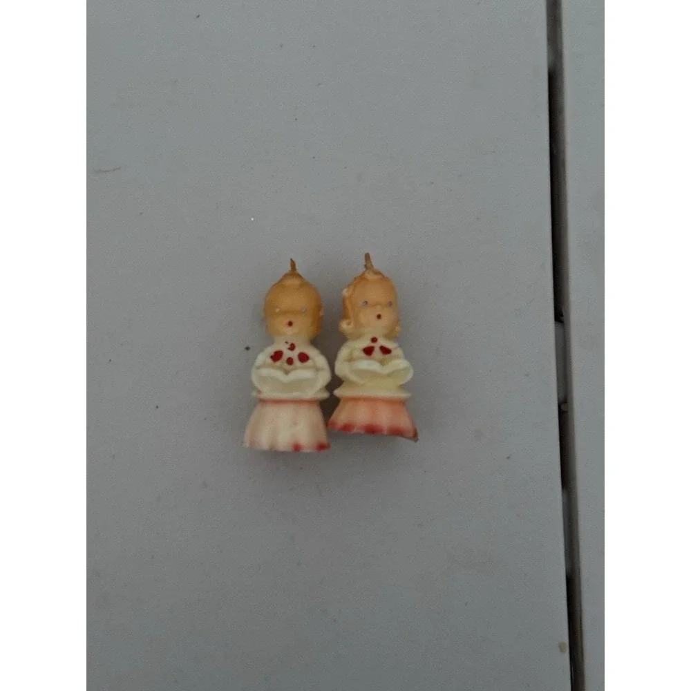 Gurley novelty Co white boy girl choir christmas candle lot of 2 Piece 1940s
