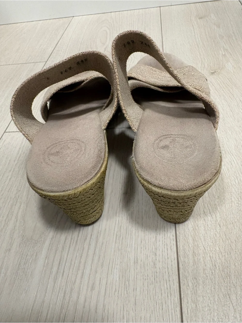 Charleston Shoe Co. Crisscross Slide Sandals in Beige