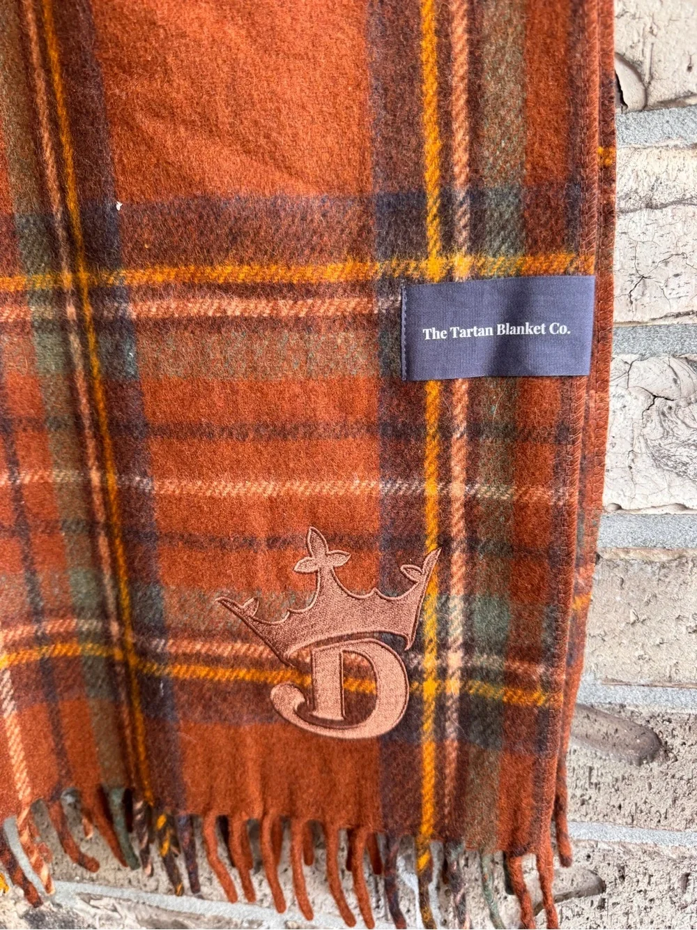The Tartan Blanket Co. Recycled Wool Plaid Throw Blanket 29x73 Monogram D
