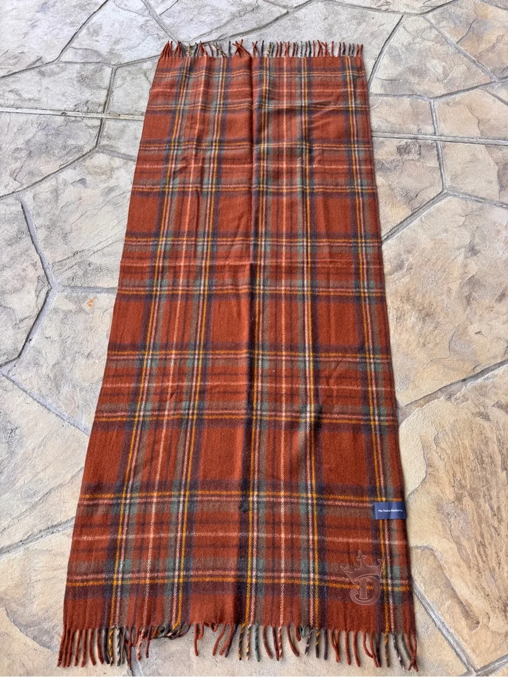 The Tartan Blanket Co. Recycled Wool Plaid Throw Blanket 29x73 Monogram D