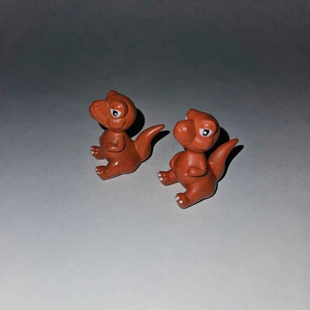 2 Dinosaur Figures Lot Baby T-Rex? Duplicates Cake Topper Toys SMALL 1.5