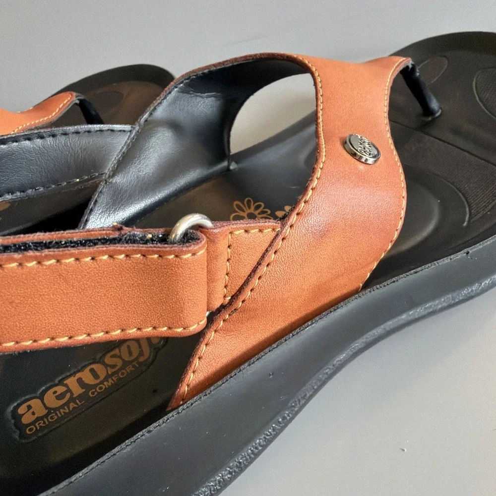 Aerosoft Original Comfort, Size 40 (US Size 9/9.5) Thong Sandals Brown