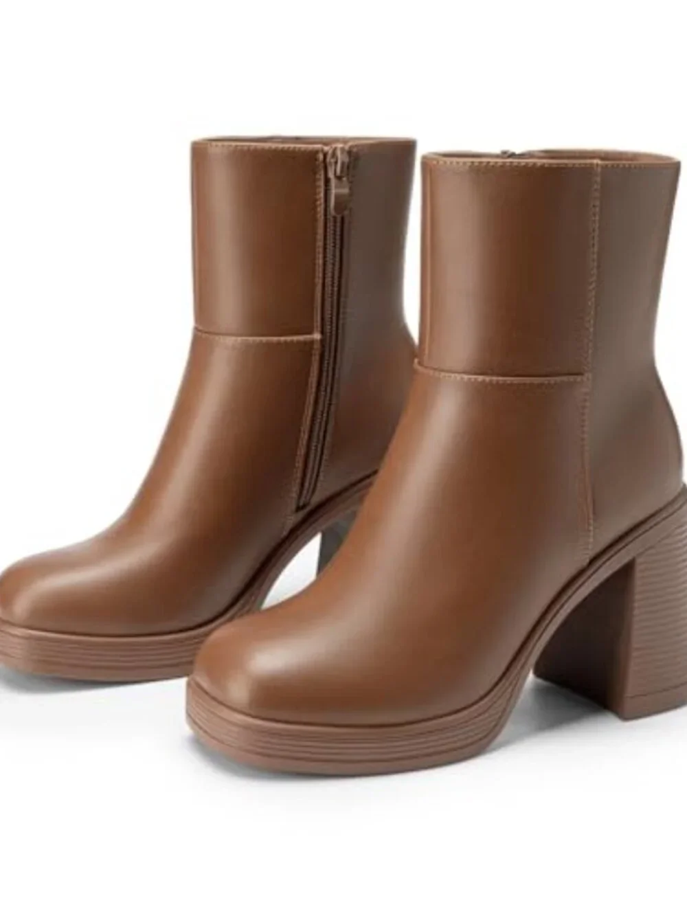 Women's Platform Ankle Boots Chunky Block Heel Square Toe Fashion Booties Side