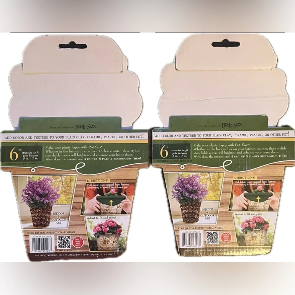 2 pack- Pot Sox Fabric Covers for Pots. Washable Reusable- Indoor/Outdoor. NWT