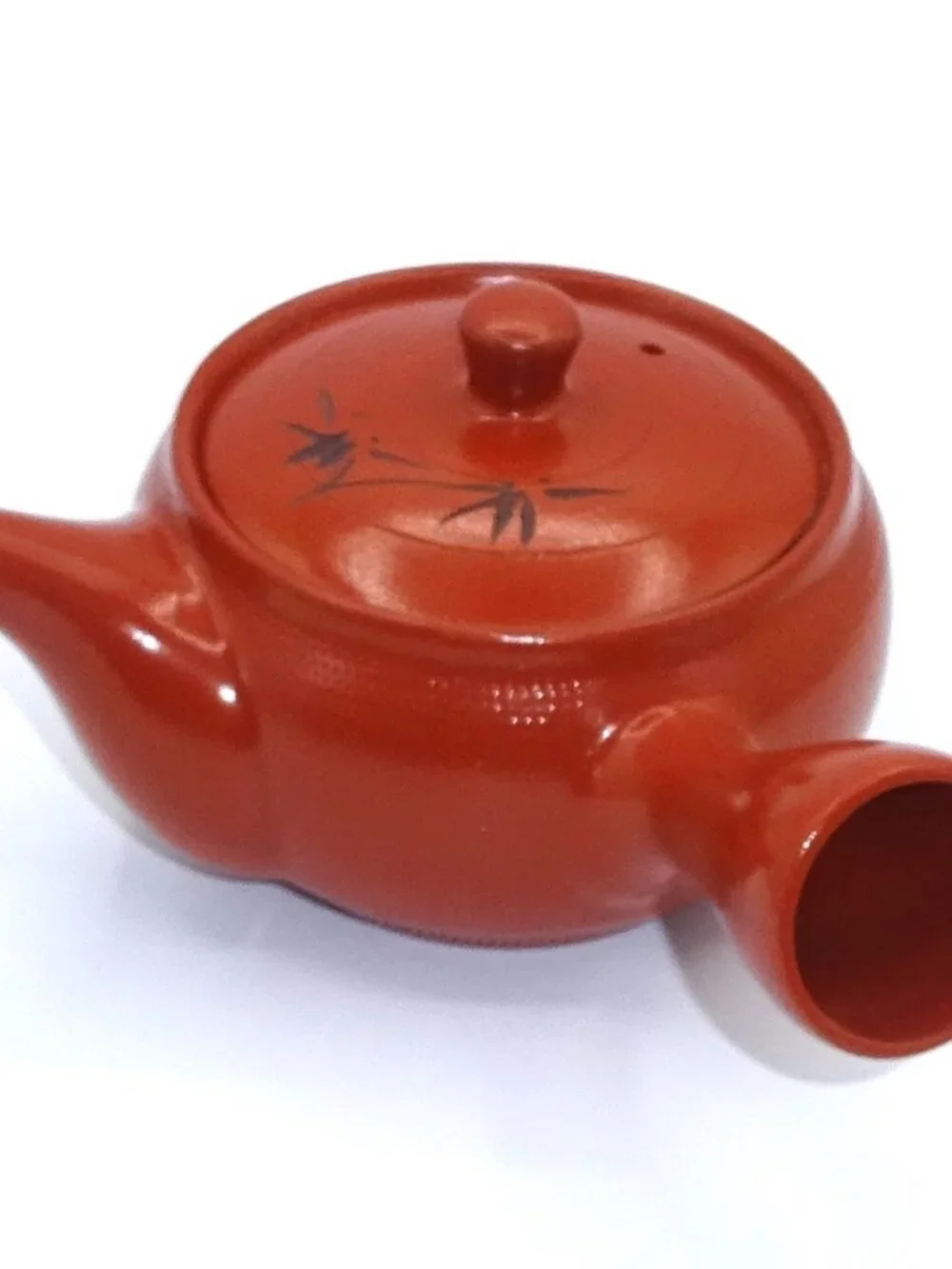 Japanese Tokoname Style Red Clay Kyusu Teapot Bamboo Motif Side Handle Tea Pot
