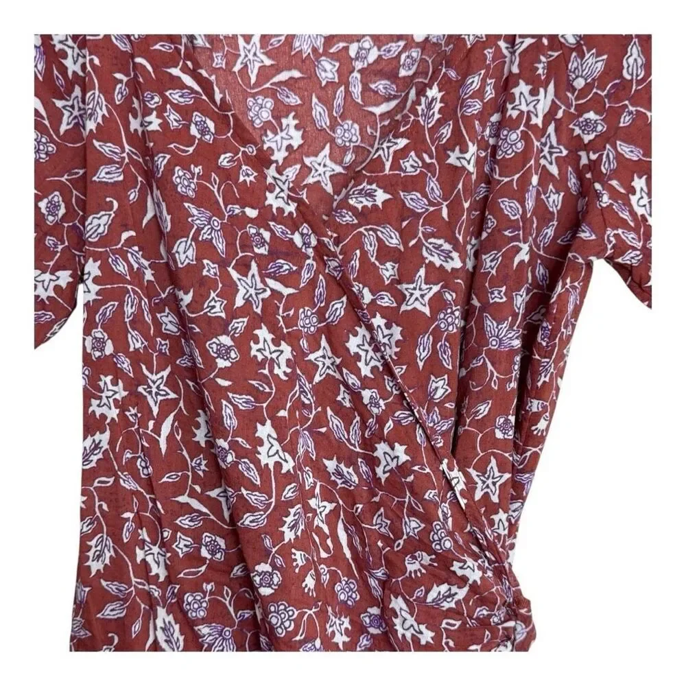 Madewell‎ Puff-Sleeve Wrap Crop Top in Batik Vine small nwot