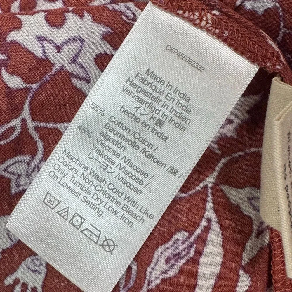 Madewell‎ Puff-Sleeve Wrap Crop Top in Batik Vine small nwot