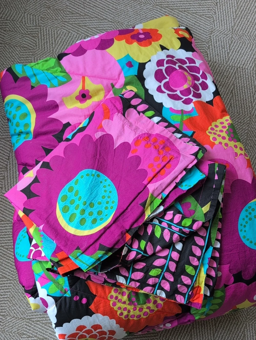 Vera Bradley Va Va Bloom Y2K Cotton Queen Comforter & Shams Floral Reversible