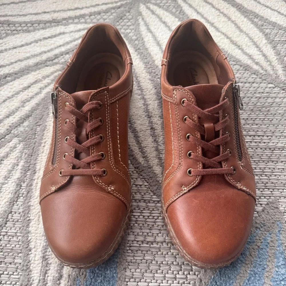 Clarks Women's Caroline Janna Leather Zipper Shoes Size 10W