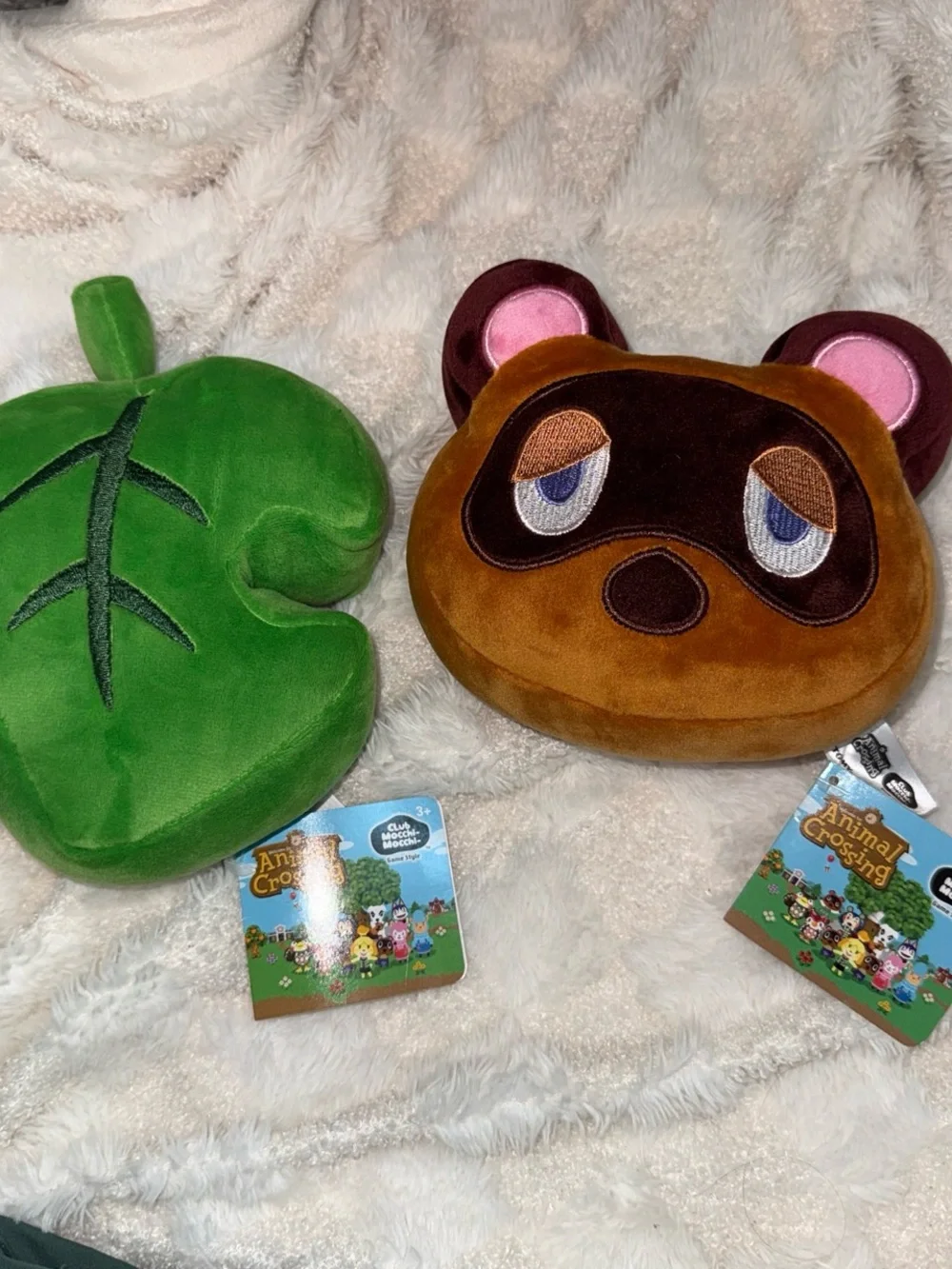 Nintendo Tom Nook Plush Face Pillow with Green Leaf Plush NWT