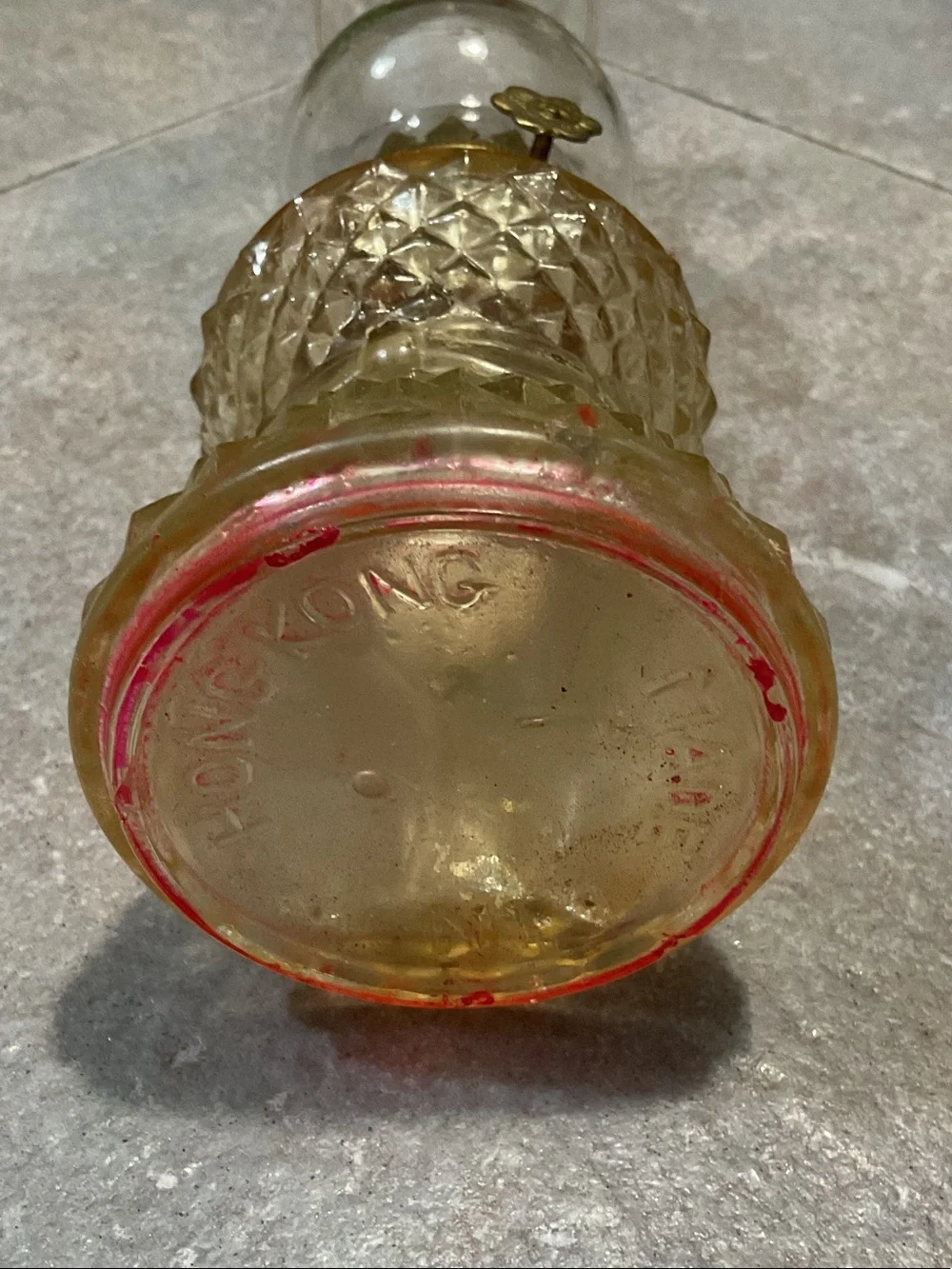 Vintage-Style Glass Hurricane Lamp - Clear and Pink