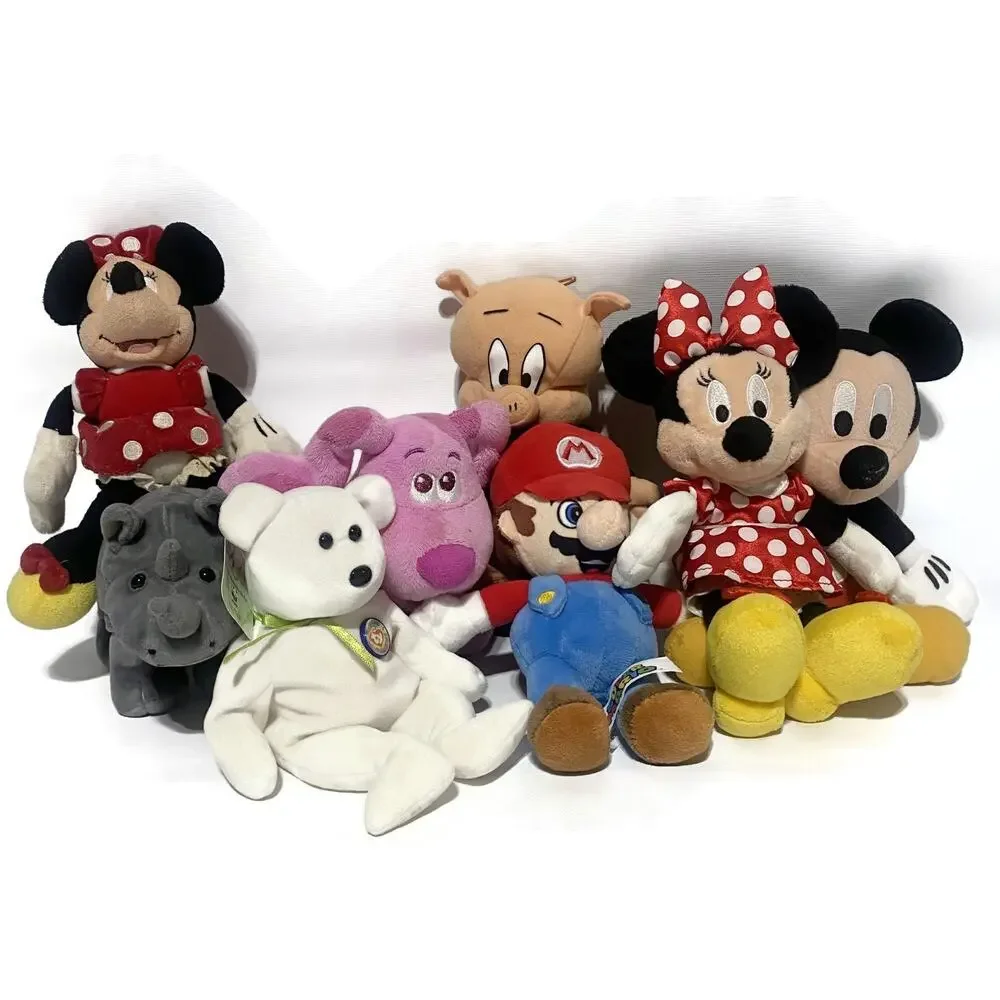 Lot of 8 Plush Toys Disney Gund Super Mario Blue's Clues TY Beanie Bears etc