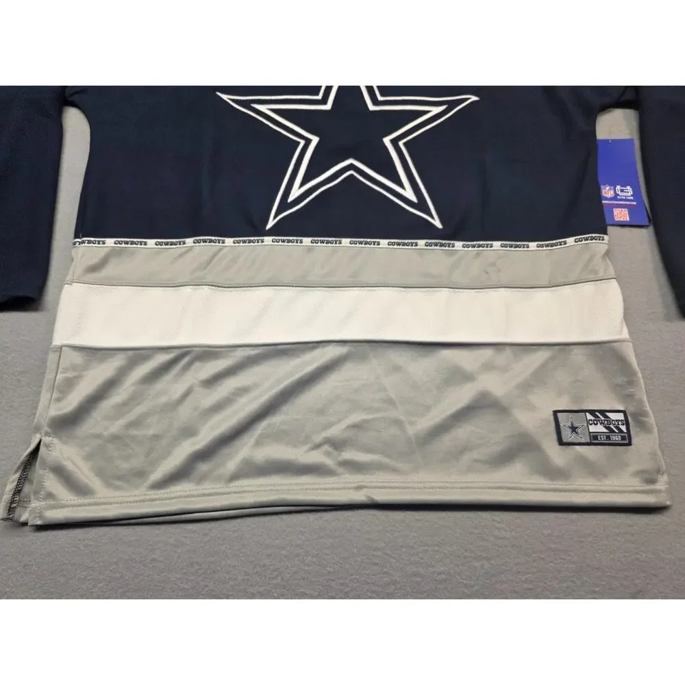 New With Tags Dallas Cowboys NFL Football Star Shirt Navy‎ Large Ultra Game Long