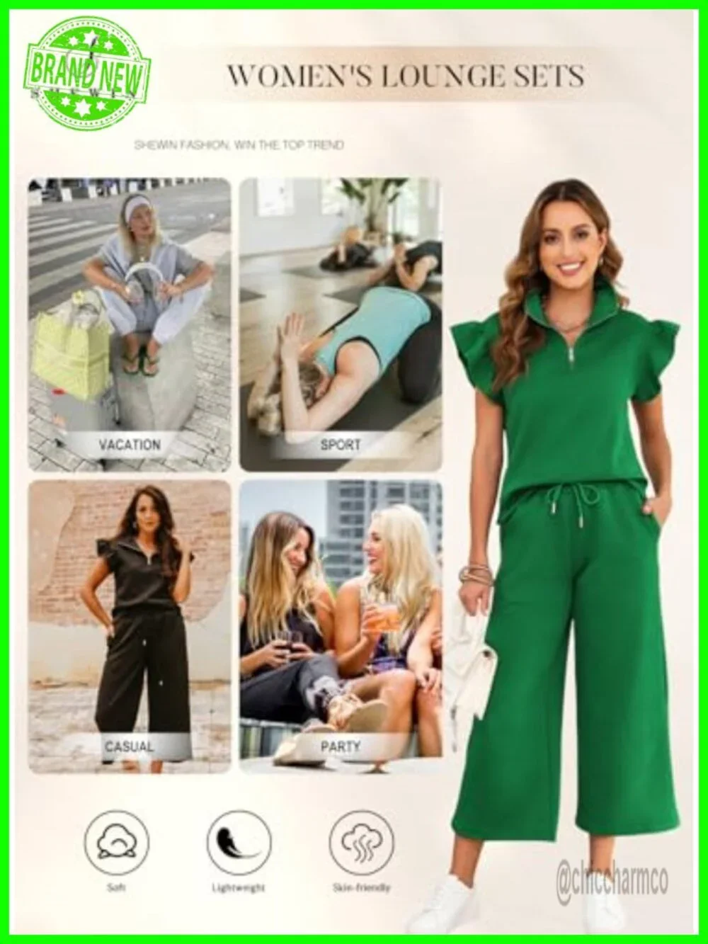 2 Piece Lounge Set V Neck Polo Shirt Quarter Zip Pullover Jogger Pajama Set