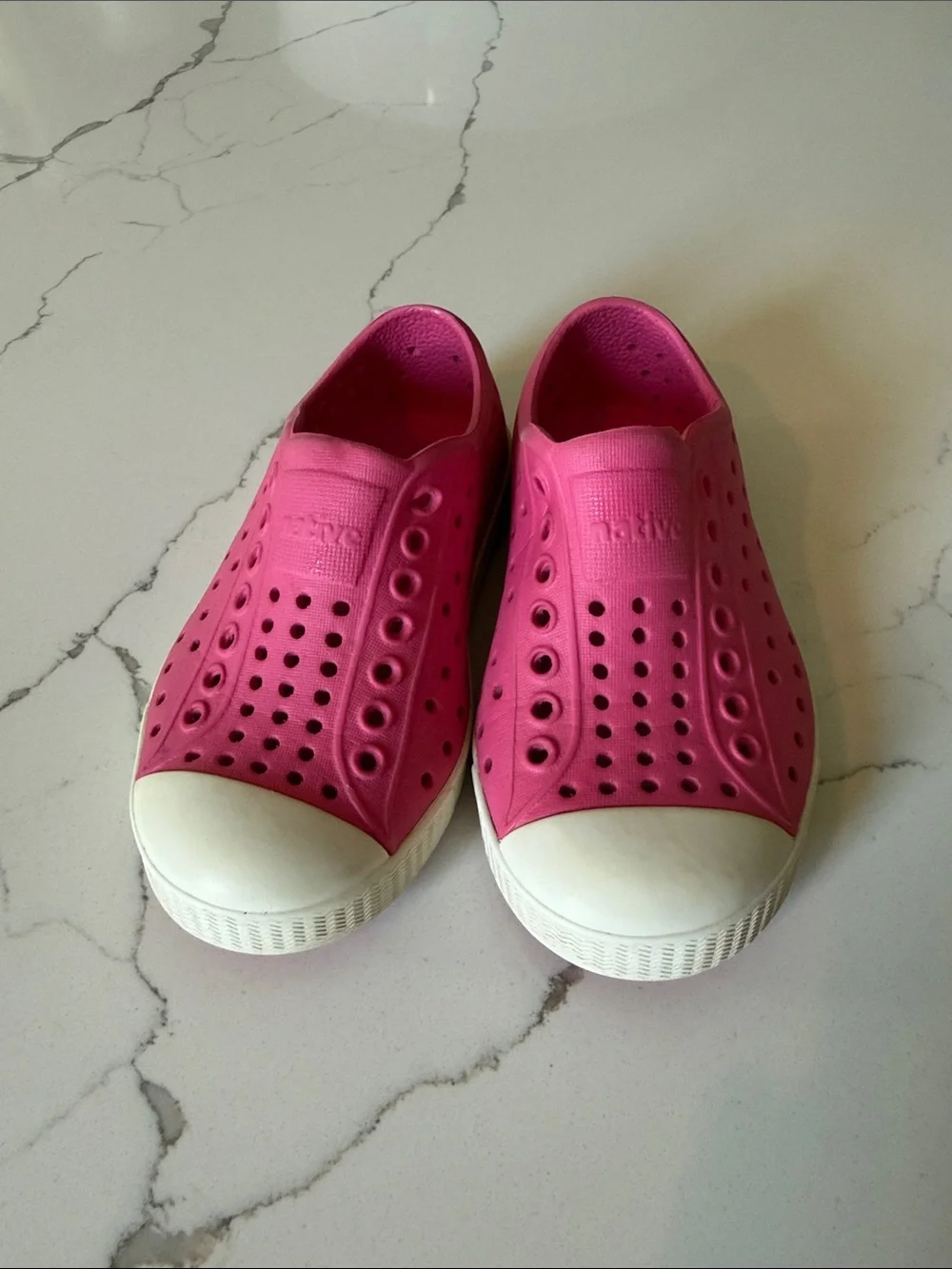 Native Kids Pink Slip-On Water Shoes with White Toe