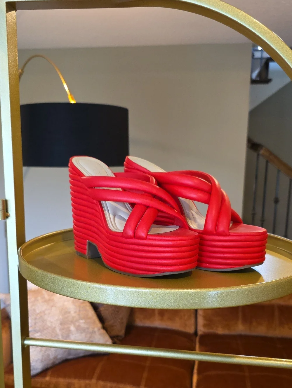 Jessica Simpson Red Platform Slide Sandals - Women's Chunky Heel