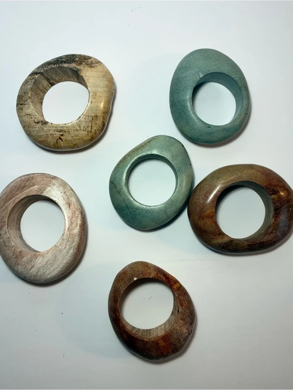 Set of 6 Chunky Burl Wood Napkin Rings 3” Organic Modern Boho Artisan Table Deco