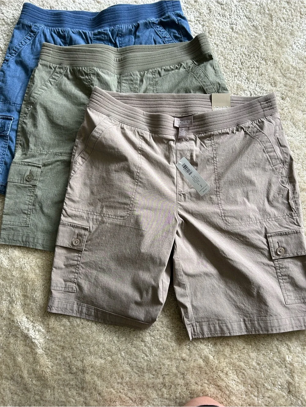 Chico’s Shorts - Taupe, Olive & Navy (3-Pack)