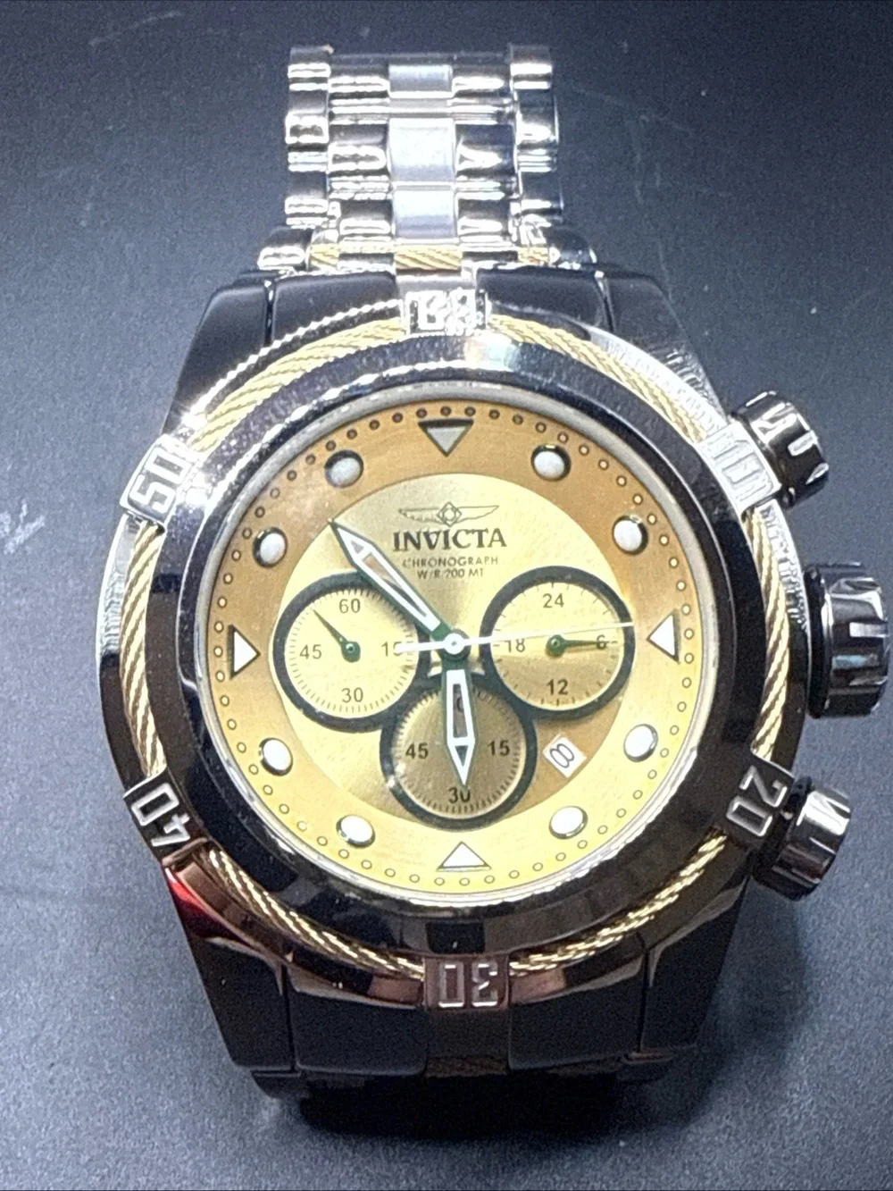 Invicta Bolt chronograph watch signature rope cable wire