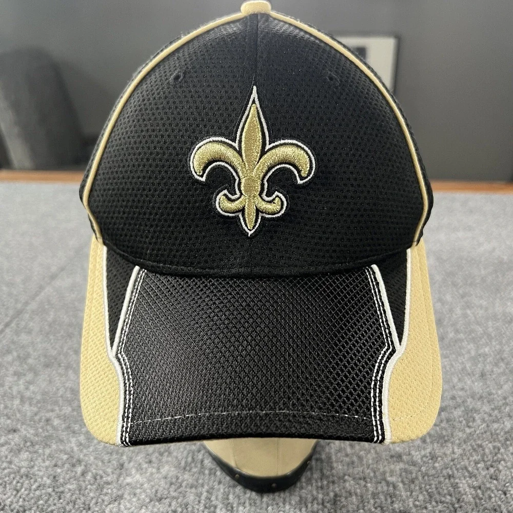 New Orleans Saints Cap Hat Small-Medium Black Gold Who Dey OSFM NFL Football