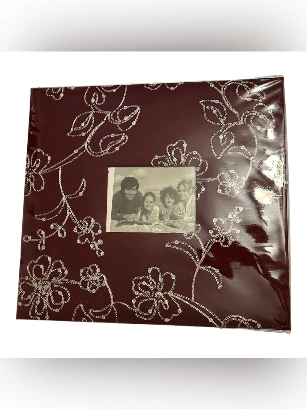 12x12 Burgandy Scrapbook Album Embellished Floral 10 Pages Protector NEW