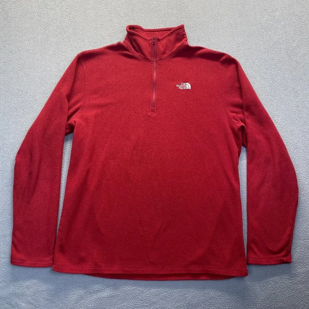 The North Face Fleece Red 1/4 Zip Mid Layer‎ Hiking Walking Mens Sweater ,Size L
