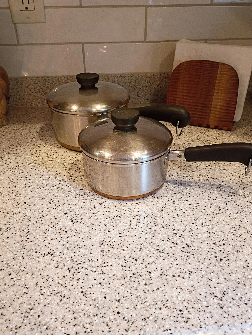 Vintage Revere Ware Copper Bottom Sauce Pots With Lids