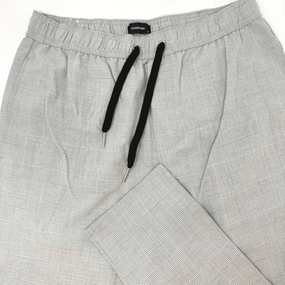 Zanerobe Mens Size 34 Gray Glen Plaid Jogger Pants Elastic Waist Drawstring