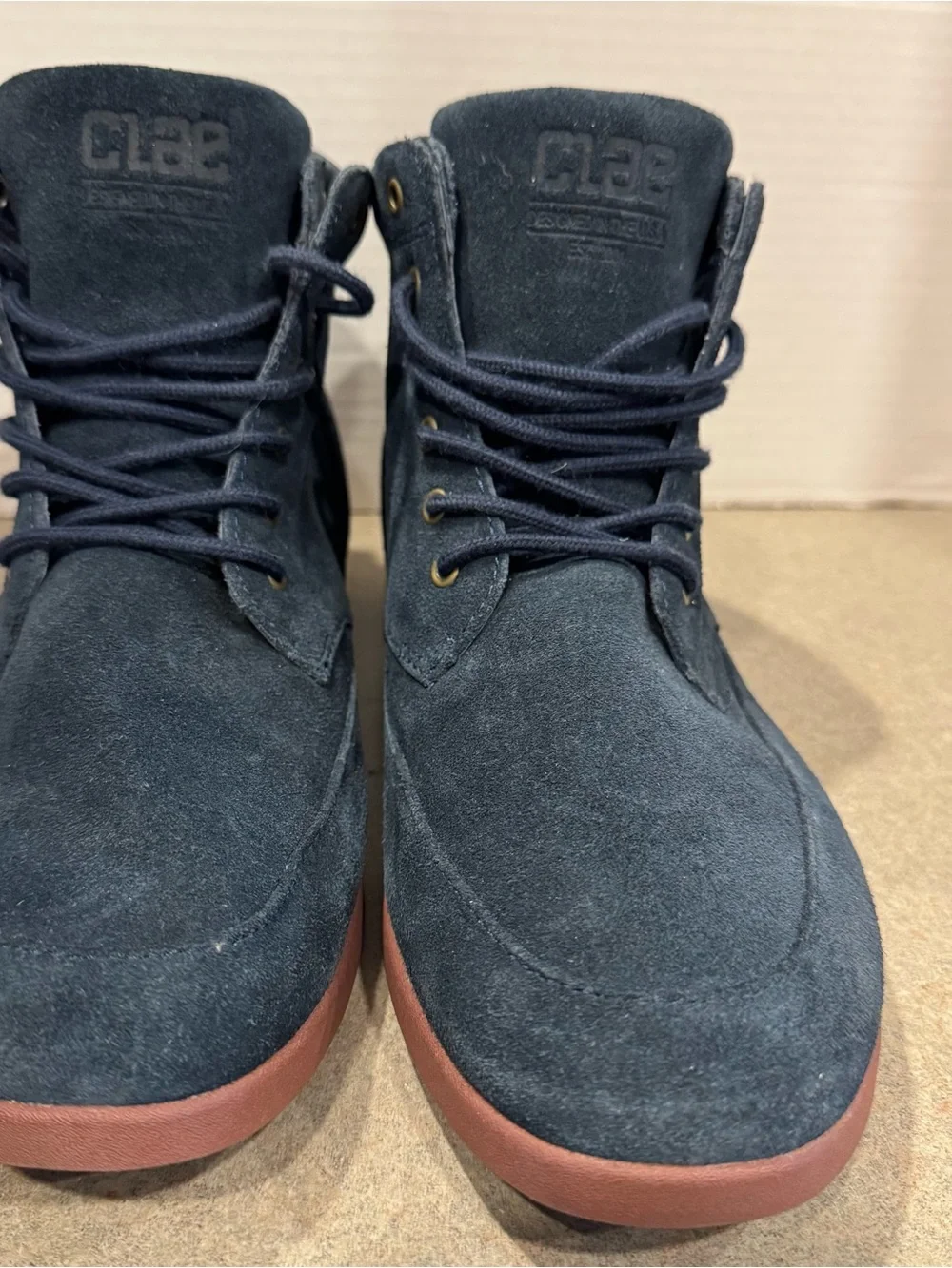 Clae Men's Hamilton Navy Suede High-Top Casual Boots with Brick Sole