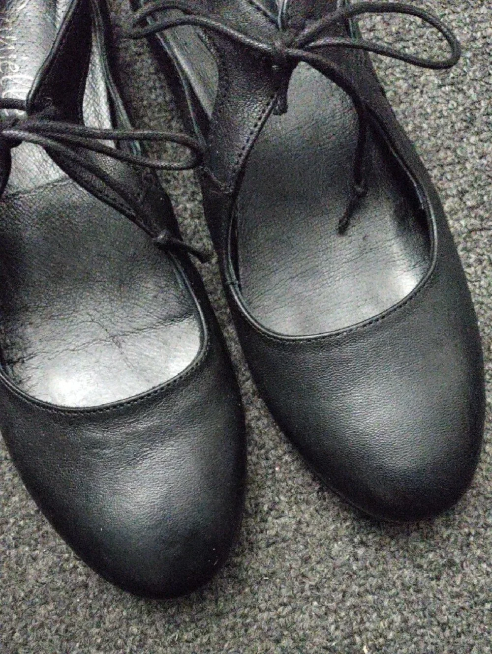 Women's Black Lace-Up Ballet Flats