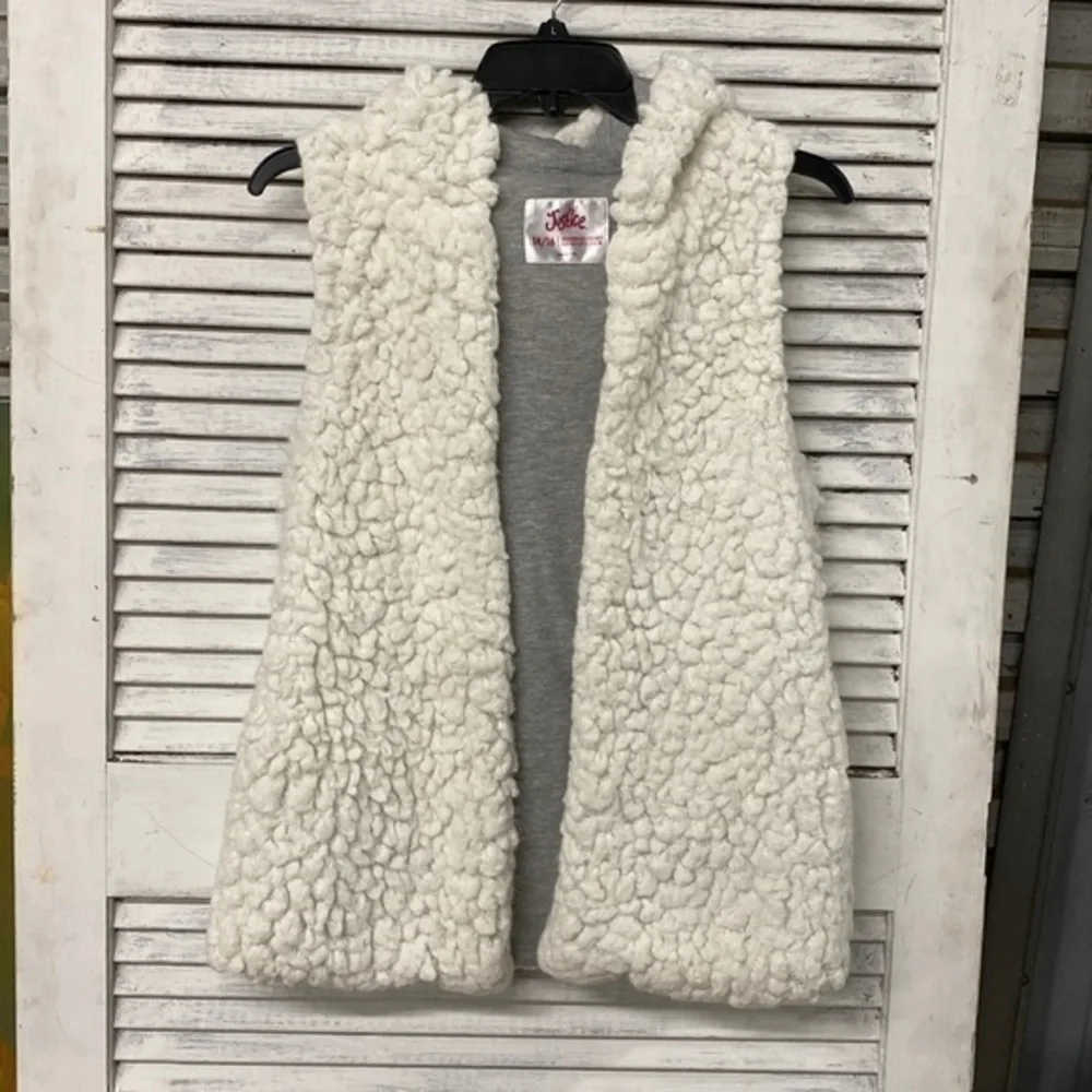 Justice Furry Hooded Vest with Pockets size 14/16